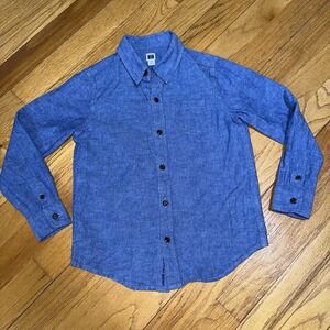 Janie and Jack Linen‎ Cotton Button Up Shirt Chambray Blue Nautical Coastal Prep